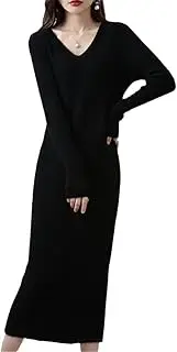 [Zozogag] 100% Wool Thicken Sweater Dress Women Autumn Winter High Elasticity Warm Basic Knit Pullovers Slim Dress Female Casual Dresses
