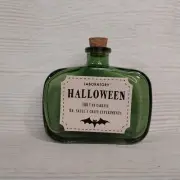 New* Green Apothecary Jar Bottle Halloween Potion Poison Witches Dr Skull Lab