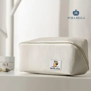 【Porabella】質感亞麻簡約風格大容量防水旅行收納袋 出國保養品化妝品收納袋