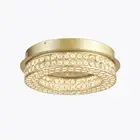 Engaged 13in LED Satin Gold Flush Mount Ceiling Light with Clear Crystals