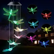 Dragonfly LED Color Changing Solar Power Wind Chimes Yard Home Garden Decor Lamp