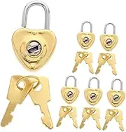 Cabilock 6Sets Mini Cute Heart Padlock Decorative Jewelry Locks with Keys for Diaries Boxes and Backpacks Small Padlocks for Use