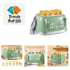 Retro Green 4-Slice Toaster - Stainless Steel, Reheat, Defrost, Cancel, Count...