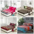 4Pcs Boho Floral Flat&Fitted Sheet Set Double Queen King Size Bedding Pillowcase