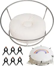 Newborn Posing Table and Beanbag(Unfilled) Round Newborn Photography Stand with 6 Clamps Baby Photoshoot Stand Backdrop Frame Infant Stainless Steel Background Station for Newborn Photo Sessions