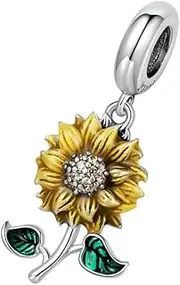 [CIMAXIC] 2pcs Sunflower Pendant Trendy Bracelets Jewelry Bracelets Silver Pendant Daisy Pendant Necklace Drip Oil Pendant Silver Bangles Daisy Dangle Charm Locket Pendant Sterling Silver