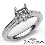Channel Setting Asscher Diamond Engagement 14k White Gold Semi Mount Ring 0.3Ct