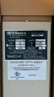 Transco PNT612N3G Neon Transformer 6000V 30Ma - 120V Input