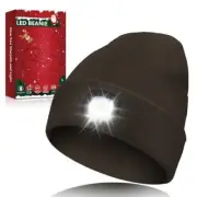 Unisex LED Beanie Hat with Light, USB Rechargeable Headlamp One Size Coffee