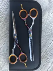 Professional Hair Cutting Scissor Shears, Thinning Set MultiColor 6.5"