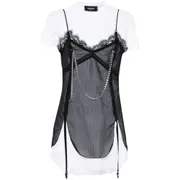 [Dsquared2] Dsquared2 Pierced Apron Dress 40 IT BLACK/WHITE