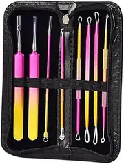 Lancoon Blackhead Remover, Pimple Popper Tool Acne Comedone Zit Extractor Kit Blemish Whitehead Removal Needle with Portable Box for Forehead Face Nose, Stainless Steel 8 Piece Kit