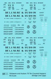 K4 HO Scale Decals Delaware and Hudson Covered Hopper Black
