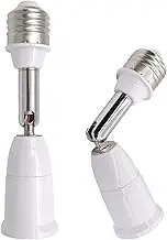 E26/E27 Light Socket Extender, 4.5 Inch Extension Socket Extender Adapter, Adjustable Vertical 180°Horizontal 360°, Flexible Medium Light Bulb Socket Converter (2-Pack)