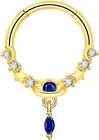 1PC 16G 1.2MM Gold Steel Dangle Septum Clicker Ring Nose Ring Hoop Sleeper Hoop