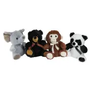 Northlight 4 Plush Sitting Bear Elephant Monkey Panda Stuffed Animal Figures 9"