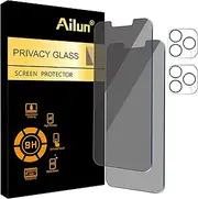 Ailun 2Pack Privacy Screen Protector for iPhone 13 Pro Max [6.7 inch] + 2 Pack Camera Lens Protector, Anti Spy Private Tempered Glass Film, [9H Hardness] - HD [Black]