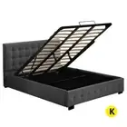 Fabric Bed Frame King Tufted Dark Grey Levede