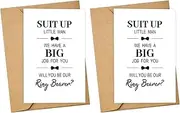 LADY&HOME Will You Be Our Ring Bearer Card,Ring Bearer Invitation Card,Ring Bearer Proposal Card (Set of 2-Tie)