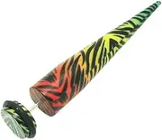 [BodyJewelryOnline] Acrylic Multi Color Stripes Design Ear Stretcher 16 Gauge 8Mm