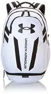 Under Armour Hustle Backpack, White (100)/Black, One Size Fits All