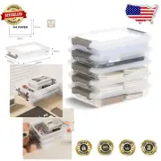 Durable 5-Pack Clear Storage Bins with Snap-Lock Lids - Organize Home & Office