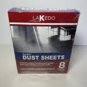 Lakedo 8 Pack Polythene LDPE Dust Sheets 3.6m X 2.7m For Decorating