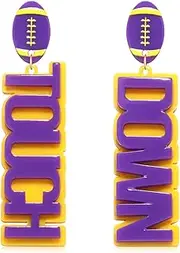 Game Day Earrings Hypoallergenic Acrylic Football Touch Down Dangle Drop Earrings Fashion Sports Team Gameday Statement Earrings Jewelry Fun Superbowl Football Sunday Jewelry for Football Lover