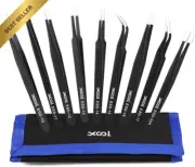 9 PCS Precision Tweezers Set, Anti-Static Stainless Steel for Lab, Electronics