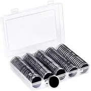 Mellisso 100 Pieces 30mm Coin Capsules and 5 Sizes (17/20/25/27/30mm) Protect Gasket Coin Holder Case with Storage Organizer Box Easy to Use