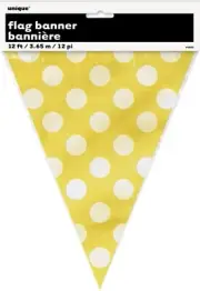 Yellow Polka Dot Birthday Party Celebration Party Flag Bunting Banner 3.65m