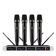 UHF 4 Channel Wireless Handheld Microphone System for Large Stage True Diversity