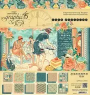 Graphic 45 Cafe Parisian Paper Pad rare and retired 8x8