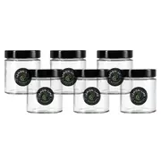 6x Lemon & Lime Soho 470ml Glass Preserve Jar Container Storage w/ Black Lid CLR