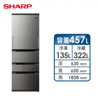 在飛比找燦坤線上購物優惠-SHARP 457公升自動除菌離子左右開冰箱(SJ-MW46