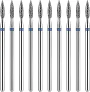 10 Pcs Diamond Flame Cuticle Drill Bits with Case 3/32'' Cuticle Clean Drill Bit Cuticle Nail Drill Bits Electric Nail File Machine Cuticle Bit Manicure Pedicure Polishing Kit for Nail Salon Manicure