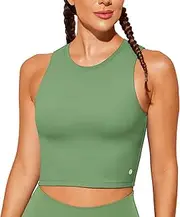 [BAYDI] Women's Sports Bra Without Underwire Bustier Removable Padded Crop Tops High Closed Tank Top Yoga Fitness Soft Bra, Ins Green, XXL