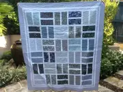 Handmade patchwork Quilt. Stained glass window quilt in grey and white (#116)