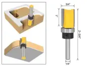 3/4" Diameter x 1" Cutting Height Flush Trim Template Router Bit - 1/4" Shank