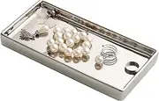 Redelaenor Jewelry Holder Ceramic Trinket Tray Rectangte Vanity Makeup Mirror Tray Silvery Small