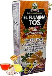 Fulminatos EL FULMINA TOS Propoleo +AJO + CEBOLLA +Miel+Limon+Eucalipto+Equinacea+Gordolobo & Menta (Propolis Syrup W/Garlic and Onion) 8.11 fl oz Nutritional Supplement Cough Syrup FULMINA TOS