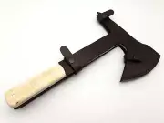 D2 STEEL HUNTING FIX BLADE VIKING TOMAHAWK HATCHET AXE CAMEL BONE GRIP & SHEATH