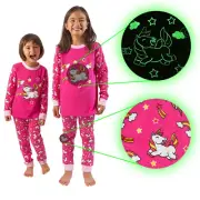 Little Jupiter Girl Pajamas with Glow in The Dark - Unicorn - Pink