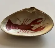 A Decoupaged Red Lobster Clam Shell. Catch-All Bowl. Jewelry Dish.