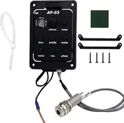 TUOREN Acoustic Guitar Preamp Pickup EQ Tuner, 301 Mic Mode Plastic Guitar Preamp Equalizer Piezo Pickup Beat Tuner
