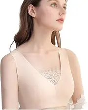 [ANRIO] Women Thin Mastectomy Camisole Bras Adjust Plus Size Lingerie Pocket Bra for Post Surgery Women Silicone Breastforms (Color : Beige, Size : M/Medium)