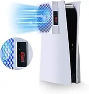 PS5 Cooling Fan,PS5 Fan Cooler System, Speed Automactically Adjusted by Temperature(℃/℉), Low Noise, 3 1500/1750/2000RPM (140MM) with RGB LED (White)