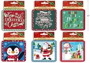LYLAC Xmas Card Holder Tin Square with Clear PVC Tray for Gift Card 6 Assorted