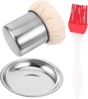 STOBAZA 1Set Practical Pancake Oil Brush with Tray Basting Cooking Tool for Eggs Pancakes Lightweight Wear Resistant Oil Wiper for Kitchen Use