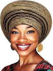 [Woeoe] Pre-Tied African Hats Auto Gele African Head Wraps Church Turban for Women
